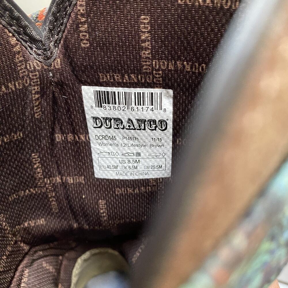 Durango Tan Heeled Boots with Colorful Patterns - Picture 14 of 16